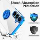 Tnarru Designed for Samsung Galaxy S25 Clear Case with Stand [Magnetic Ring Holder Kickstand] Soft TPU Bumper Non-Yellowing Anti-Scratch Lightweight Slim for Samsung Galaxy S25 Case Blue