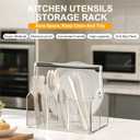 Acrylic Utensil Caddy.Silverware Organizer & Utensil Holder-Heavy-Duty Countertop Cutlery Caddy for Spoons, Forks, Knives, Napkins, Plates | Space-Saving Table, Buffet, Picnic Party Essential