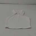 HyMeYou Women Workout Crop Top Built in Bra Ribbed Athletic Tank Tops Casual Sleeveless Collar Shirts Padded Sports Yoga Vest (Medium, White Sports Bra)