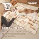 SOMAHE Cat Bed, Plush Faux Fur Kneading Flat Mat - Machine Washable Fluffy Pet Bed for Indoor Cats, Non-Slip Small Kitten Bed, Therapeutic Knead Cat Mat for Couch & Window Sill, 23"15" Inch,Camel