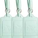 3 Pack Luggage Tags - Quick Install, Privacy Protection, Airplane Travel Essentials for Suitcases, Durable Leather - Lichee Light Green