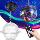 Disco Ball Light Decorations, 6" Hanging Mirror Ball with 23 LED and 4 Light Colors Rotating Motor for Home Studio Indoor Party