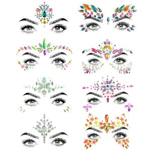 8 Pc Music Rave Face Jewels: Rhinestone Crystal Gems for Eyes, Body & More