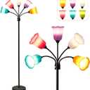 GyroVu Medusa LED Floor Lamp, Multi Head Modern Tall Lamp with Adjustable Gooseneck Standing Lamps Led Tall Lamp for Living Room Bedroom Kids Room Office 6 Color Lampshades Bulb Not Included Black