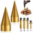 6 Pcs Wood Splitter Drill Bits, 32mm 42mm Easy Split Drill Bit Set with 4 Detachable Drilling Handles, Heavy Duty Log Splitter Drill Bit Firewood Drill Bit