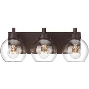 Bathroom Light Fixtures Over Mirror, 3-Light Oil Rubbed Bronze Vanity Light with Clear Glass Globe Shade, Modern Sconces Wall Lighting, Bathroom Wall Lights for Bedroom Hallway, VL195-ORB-3