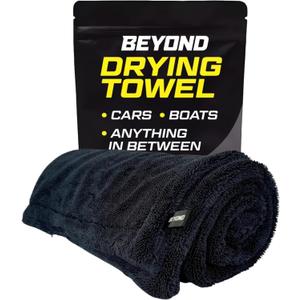 Beyond Drying Towel - Super Absorbent Large Premium Microfiber Detailing Towel for Cars and Boats - Twisted Loop Microfiber Technology - One-Pass Scratch and Streak Free - 24' x 36' Black (1-Pack)