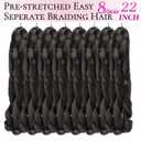 French Curl Braiding Hair 8 Packs 22 Inch Loose Wavy Bouncy Braiding Hair Pre Stretched 75g/Pack Synthetic French Curly Braiding Crochet Hair for Black Women 1B Black