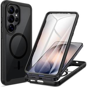 seacosmo Magnetic Designed for Samsung Galaxy S26 Ultra Case, Full Body Shockproof Cover, with Built-in Screen Protector Slim Fit Protective Phone Case for S26 Ultra 6.9", Black