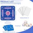 Mahjong Mat with Rules for Table with 6 Mahjong Playing Instructions,4 Mahjong Tile Mixer & 4 Dice,Non-Slip and Silent Travel Mahjong Set for Mahjong/Poker/Board Games/Card Games/Dominoes