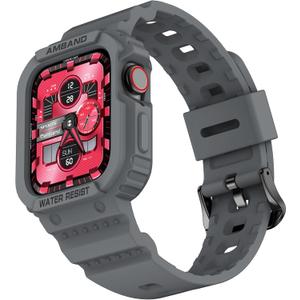 AmBand E1 Sport Case Band for Apple Watch Ultra 3/2/1 & SE 3/2/1 & Series 11 10 9 8 7 6 5 4 3 49mm 46mm 45mm 44mm 42mm 41mm 40mm 38mm, Shockproof & Scratch Resistant Rugged Bumper for Men Women (Space Gray)