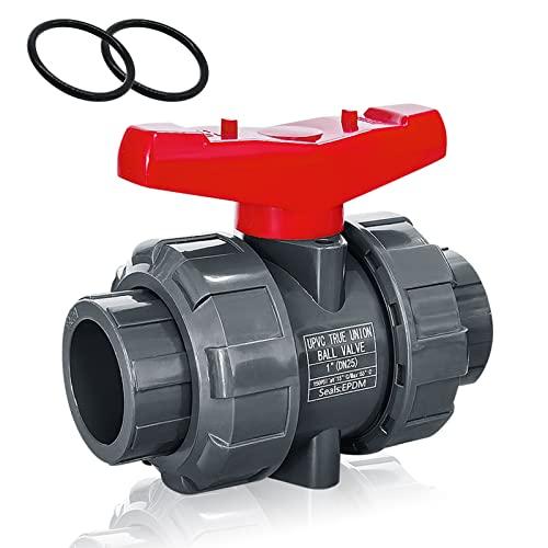 PVC Union Ball Valve, 1" Inch (DN25) True Union Full Flow Ball Valve with ASTM EPDM O-ring, Slip Socket, Full Port for Water System