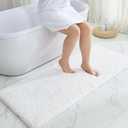 Disolla White Bathroom Runner Rug 24x70 Non Slip Fluffy Long Bath Mat for Bathroom Floor Washable Plush Luxury Bath Rug for Tub Absorbent Bathroom Shower Sink Mat Bedside Rug