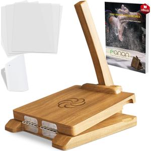 panan Wooden Tortilla Press Mexican Tortillera Presser Made from Natural Food-Grade Acacia Wood - Large Wood Pataconera with 50 Pieces Parchment Paper, Dough Cutter and Recipes eBook (Square 10")