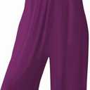 Womens Casual Sleeveless Strap Loose Adjustable Jumpsuits Stretchy Long Pants Romper with Pockets (Purple, XXL)