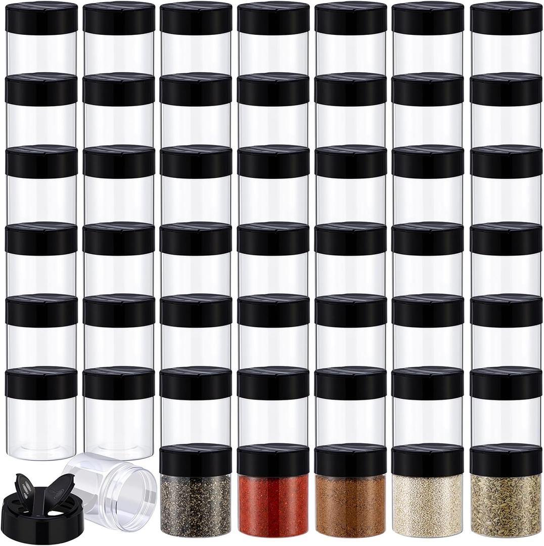 50 Pack 4 oz Spice Jars Plastic Clear Empty Bottles with Shaker Lids Bulk Reusable Seasoning Containers for Herbs Spices Powders Glitter