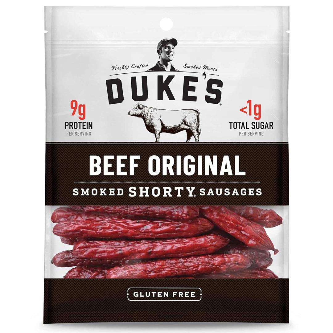 Duke's Beef Original Smoked Shorty Sausages, 7g Protein Per Serving, Easter Basket Stuffer for Men, 4 oz., Best By: 03/09/2028