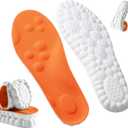 4D Steppers Insoles for Men & Women - Memory Foam Soles Massage Shoe Inserts - Trim to Fit Cloud Insoles for Foot Pain Fatigue Relief (Orange, L)