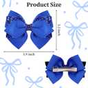 2PCS 4" Hair Clips for Girls Bows Sparkly Glitter Red Ribbon Alligator Barrettes, Accessories for Girls Kids, Toddler Hair Clips Boutique Moos para Nias Teen Gifts Christmas Halloween Birthday