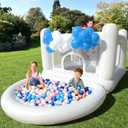 White Bounce House for Kids 2-8 Indoor Bouncy Castle with Pump Toddler Bounce House PVC Waterproof Materials Easy to Clean Outdoor Toddler Toys 68 x 68 x 58.2 inch (with Ball Pit)