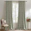 StangH Sage Green Floral Curtains for Living Room, Super Soft Rose Patterned Velvet Drapes with Privacy Vintage Cottage Window Treatments for Bedroom Home Office, W52 x L84, 2 Panels