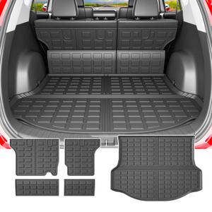 Trunk Mat Compatible with 2013 2014 2015 2016 2017 2018 Toyota RAV4 Cargo Liner All Weather Backrest Mat Replacement for Toyota RAV4 Accessories (Fit 2013-2018, Rear Trunk Mat + Backrest Mats)
