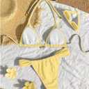 SOLY HUX Women's Halter String Bikini Sets High Cut Cheeky Thong Sexy Two Piece Swimsuits Bathing Suit (Yellow, L)