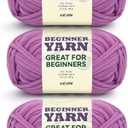 3x60g Purple Yarn for Crocheting and Knitting;3x66m (72yds) Cotton Yarn for Beginners with Easy-to-See Stitches;Worsted-Weight Medium #4;Cotton-Nylon Blend Yarn for Beginners Crochet Kit Making