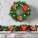 Shearly Artificial Christmas Garland,Christmas Garland with Lights, for Mantle, Home, Stairs, Fireplace, Porch, Indoor/Outdoor