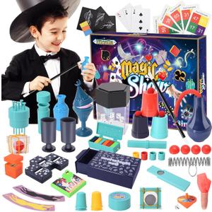 Magic Kit - 208+Magic Tricks for Kids Age 6-8, Magic Set with Manual and Video for Beginners and Kids, Christmas Halloween Birthday Gifts Toys for Ages 6 7 8 9 10 11 12 Years Old Boys Girls