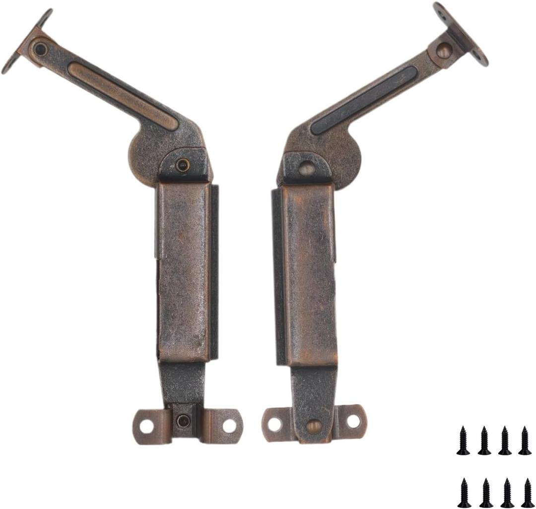 1 Pair of Self-Balancing Lid Support Hinges, Left & Right, Dark Bronze Tone with Screws for Sofa, Box, Cabinet, Toy Box, and Shoe Bench