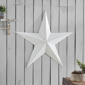 VHC Brands Patriotic Metal Star Distressed 36x36, Independence Day Decor, Decorative Wall Hanging, Rustic Farmhouse Decorations, Bright White, Black