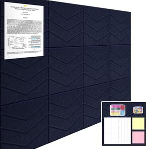 Large Cork Board 48"x36", 12 Pack Felt Bulletin Board for Walls Cork Boards Tiles with Sticky Notes, Push Pins & Clips,Tack Board for Office Home Deep Blue