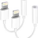 Apple MFi Certified 2 Pack Lightning to 3.5 mm Headphone Jack Adapter for iPhone, iPhone Aux Adapter Converter Dongle Audio Cable Compatible with iPhone 14 13 12 11 X XS 8 7