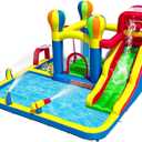 Baralir Inflatable Bounce House with Water Slide Backyard Inflatable Water Park with 4 Sprinklers, 2 Splash Pools, Fits 5 Kids, Perfect for Summer Fun & Cooling Down