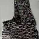 Women Rhinestone Top Black Mesh Chain Fishnet Long Sleeve Outfit - Sparkly Crystal Rave Crop Shirt, Sexy Glitter Sequin Metallic Costume with Jewelry for Festivals Concerts Raves Black Rhinestone, Small