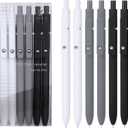 FIOVER Gel Pens,6Pcs Fine Point Smooth Writing Pens 0.5mm Black Gel Ink, High-End Series Ballpoint for Journaling Note Taking, Gifts for Women Men (6pcs-Black, Gray, White)