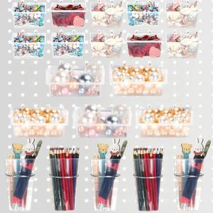 Yookeer 20 Pcs Pegboard Bins and Cups with Hooks and Loops Peg Assortment Organizer Accessories Various Tool Organizer Pegboard Baskets Set for Garage Workshop Workbench Office (Clear)