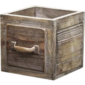 Country Style Wood Planter Box [1-Drawer] Rustic Wooden Flower Box - 5.5"x5.5" Square Planter - Small Wood Crates Unfinished Succulent Planters - Decorative Wooden Boxes for Flower Arrangements