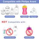 Sippy Cup Conversion Kit for Philips Avent Natural Baby Bottles, Toddler Transition Kit with Food Grade Silicone Straw Top Nipple, Weighted Straw, Bottle Handle, Cleaning Brush, BPA-Free, 4-Pack, 6+