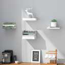 STORAGE MANIAC Floating Book Shelves for Wall Mounted Invisible Floating Bookshelves Heavy-Duty Steel Hidden Bookshelf Hanging Bookshelves for Bedroom Living Room Office, White 4-Pack, 4.5"D x 5"W x 1.5"H