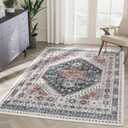 zesthome 9x12 Area Rugs,Stain Resistant Washable Rug,Ultra-Thin Rugs for Living Room,Bedroom,Non-Slip Backing Home Decor Large Area Rug (Blue,9'x12')