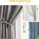 2 Pack Curtain Holdbacks, USFOOK Decorative Window Drapery Tiebacks (2 Pack/1 Pair), Curtain Tie Back Hooks for Wall with Antique Silver Twisted Cage Finials (3.45" L x 5.35" W)