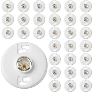30 Pcs E26 Medium Base Ceiling Lamp Holder Keyless Light Sockets White Bulb Socket Incandescent Fluorescent CFL Lamp Holder 660w 250v (Phenolic Resin)