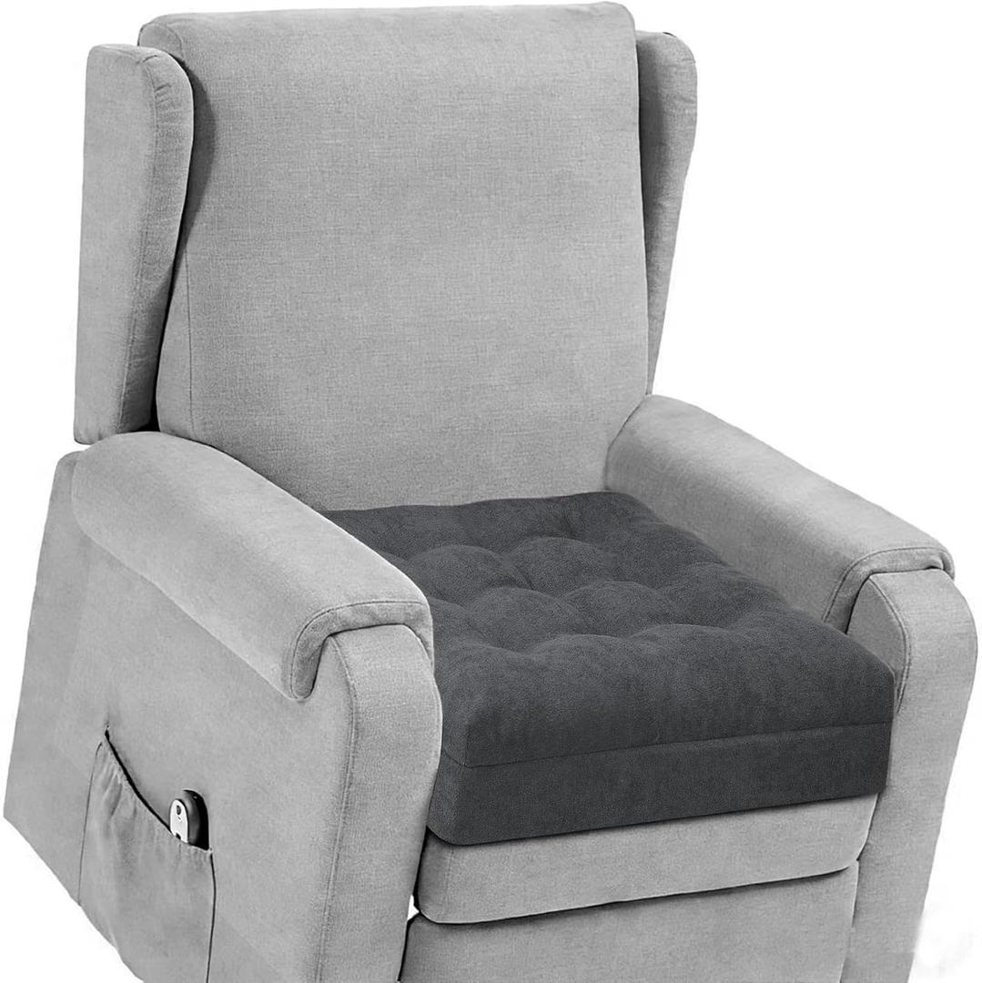 TANYOO Recliner Seat Cushion for Elderly - Patented Dual Design for Sagging Recliner Replacement & Easy Get Up, Booster Cushion Relieves Back Pain from Sofa, Couch, Chair 20x20x5 Inches Dark Grey