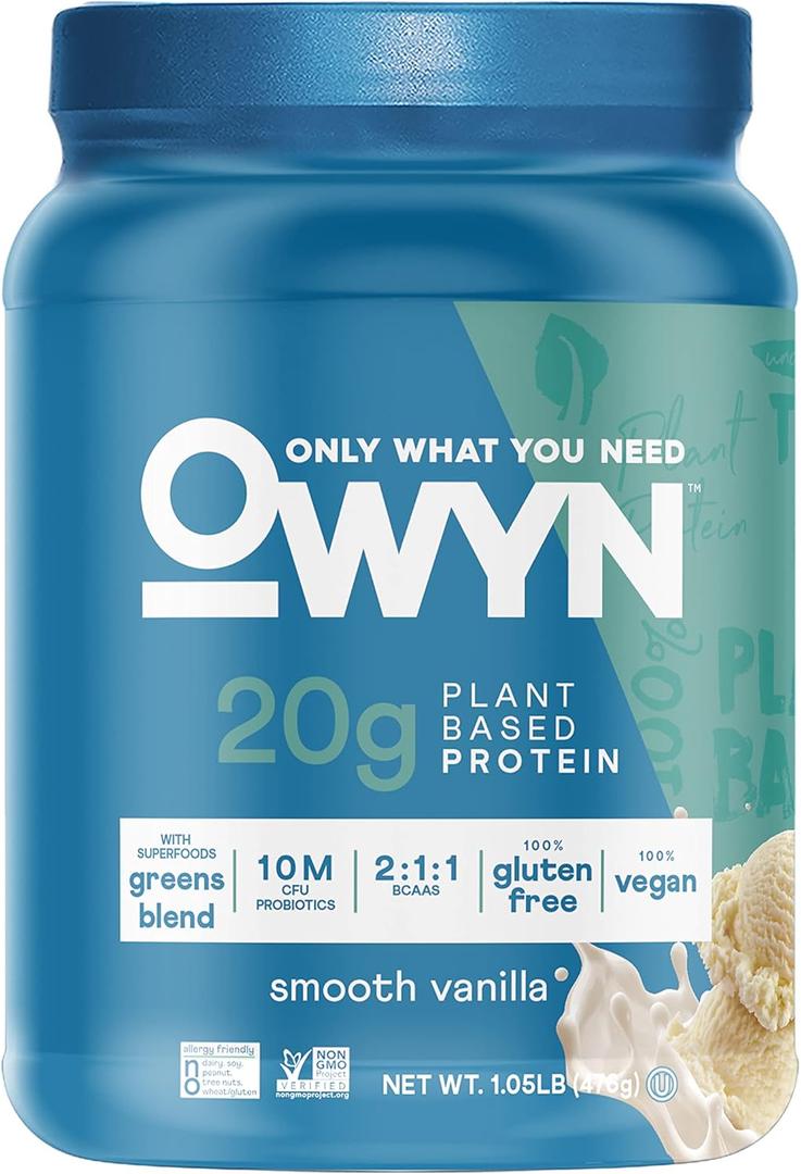 OWYN Only What You Need Plant-Based Protein Powder, Smooth Vanilla, 1.05 lbs (1.1 Pound (Pack of 1))