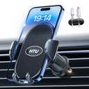HTU 【Military-Grade】 Car Phone Holder,【Strongest & Longest Steel-Hook】 Car Vent Mount, Handsfree 360° Adjustable Automobile Cradle Air Clip Stand for iPhone 16 15 14 13 12 Pro Max Samsung, Black