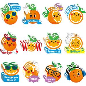 Jetec 300 Pcs Scratch and Sniff Sticker for Kids Smelly Scented Motivational Stickers Reward Teacher Incentive Positive Supplies for Student Classroom School Graduation(Orange)