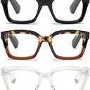 ZXYOO 3 Pack Oversize Square Design Reading Glasses for Women, Blue Light Blocking Reader