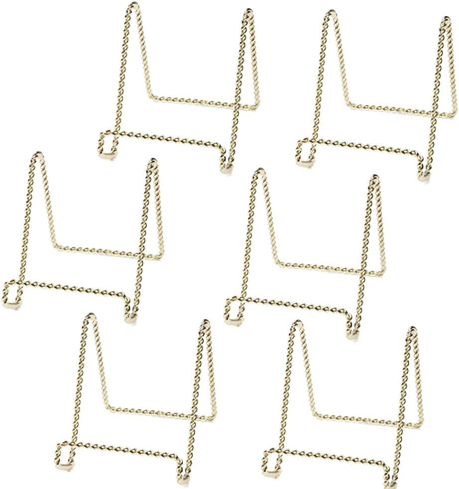 HOHIYA 6 Pcs Plate Stands for Display Holder Gold 3 Inch Twist Wire Iron for Picture Frame Decorative Plates Taiwan Made
